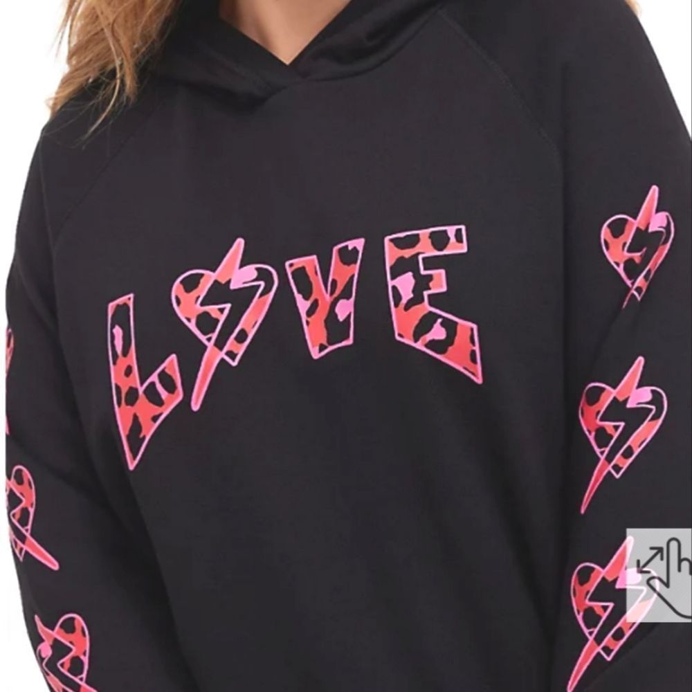 Torrid Tunic Cozy Hoodie Fleece Love Leopard Bolt Size 1X - Picture 15 of 17